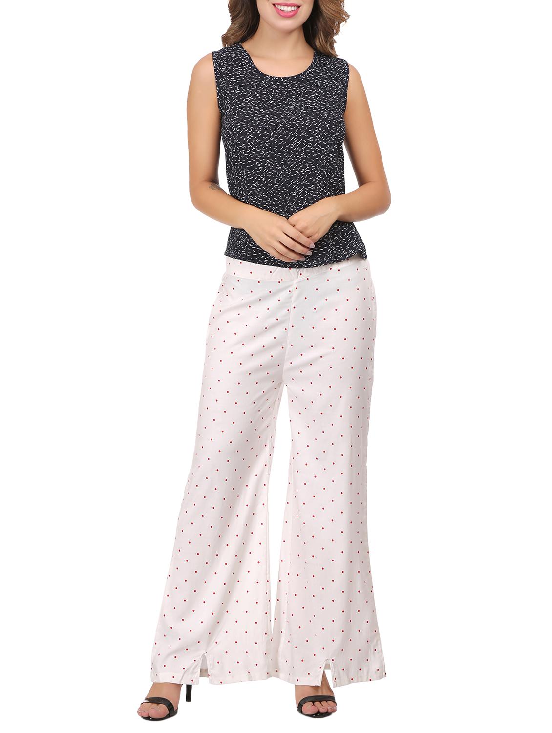 White polka dot flared palazzo - 15111069 - Zoom Image - 4