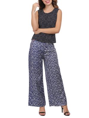 blue cotton straight palazzo - 15111071 - Standard Image - 4