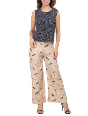 beige cotton straight palazzo - 15111073 - Standard Image - 4