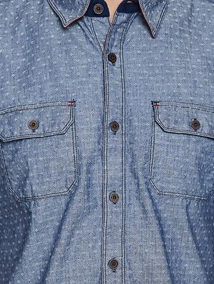 blue cotton casual shirt - 15111124 - Standard Image - 4