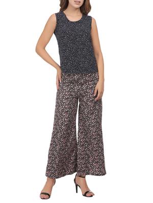 black cotton straight palazzo - 15111310 - Standard Image - 4