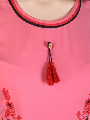 pink rayon straight kurta - 15113060 - Standard Image - 4