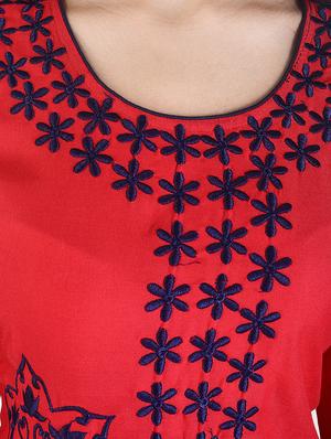 red rayon straight kurta - 15113066 - Standard Image - 4