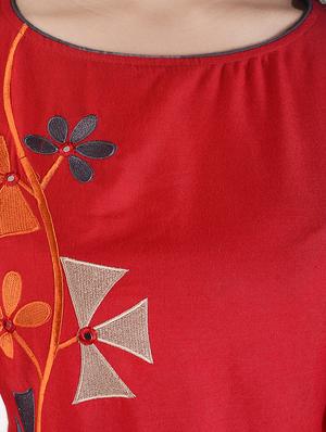 red viscose straight kurta - 15113071 - Standard Image - 4