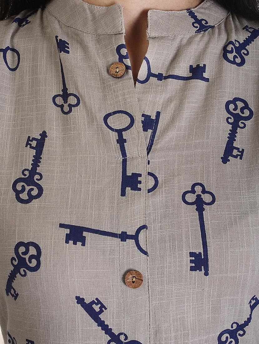 grey rayon straight kurta - 15113074 - Zoom Image - 4