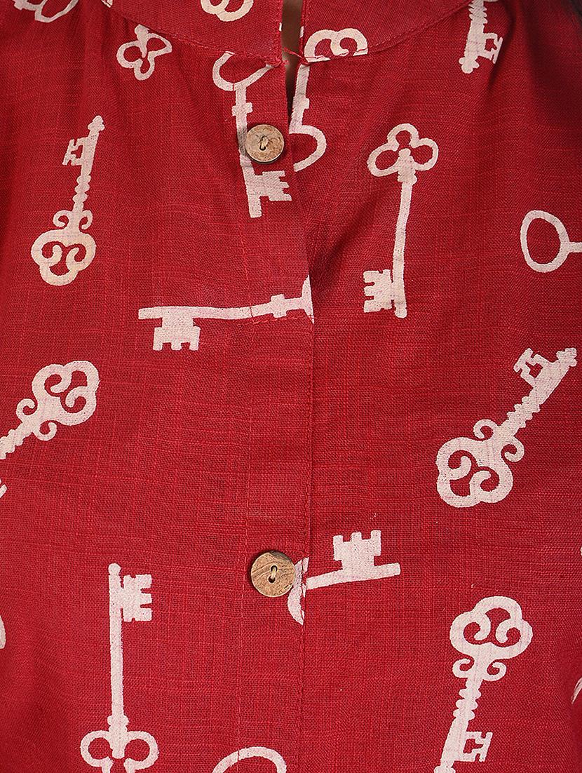 red rayon straight kurta - 15113075 - Zoom Image - 4