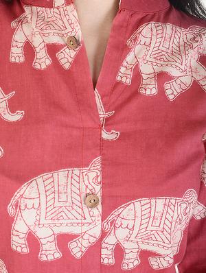 Pink rayon a-line kurta - 15113078 - Standard Image - 4