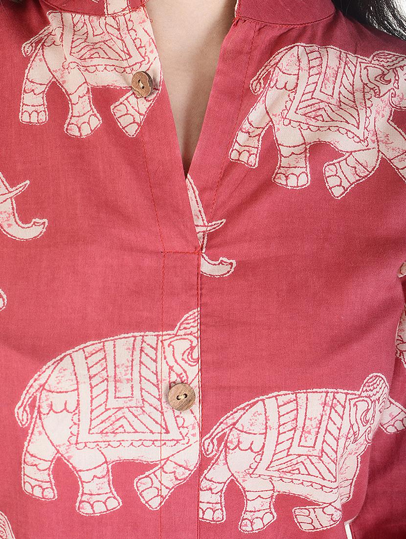Pink rayon a-line kurta - 15113078 - Zoom Image - 4