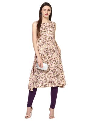 beige cotton a-line kurta - 15113432 - Standard Image - 4