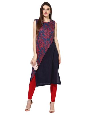 blue cotton layered kurta - 15113437 - Standard Image - 4