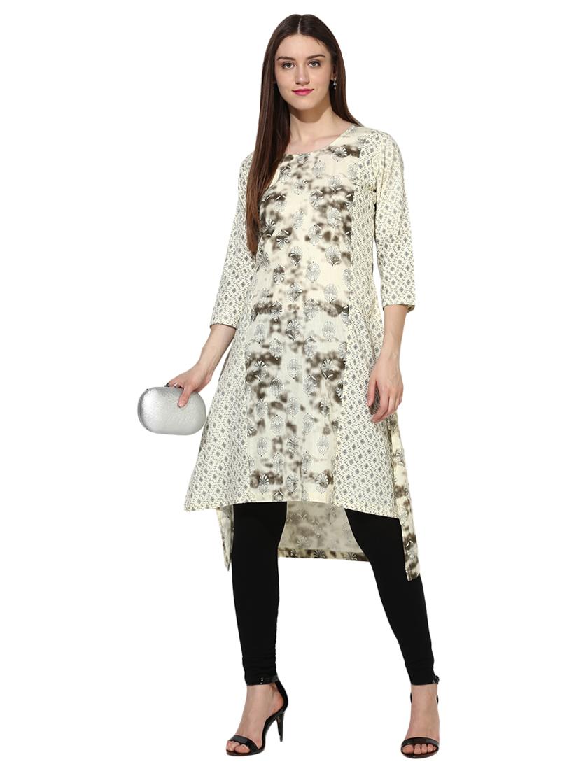 white cotton highlow kurta - 15113440 - Zoom Image - 4