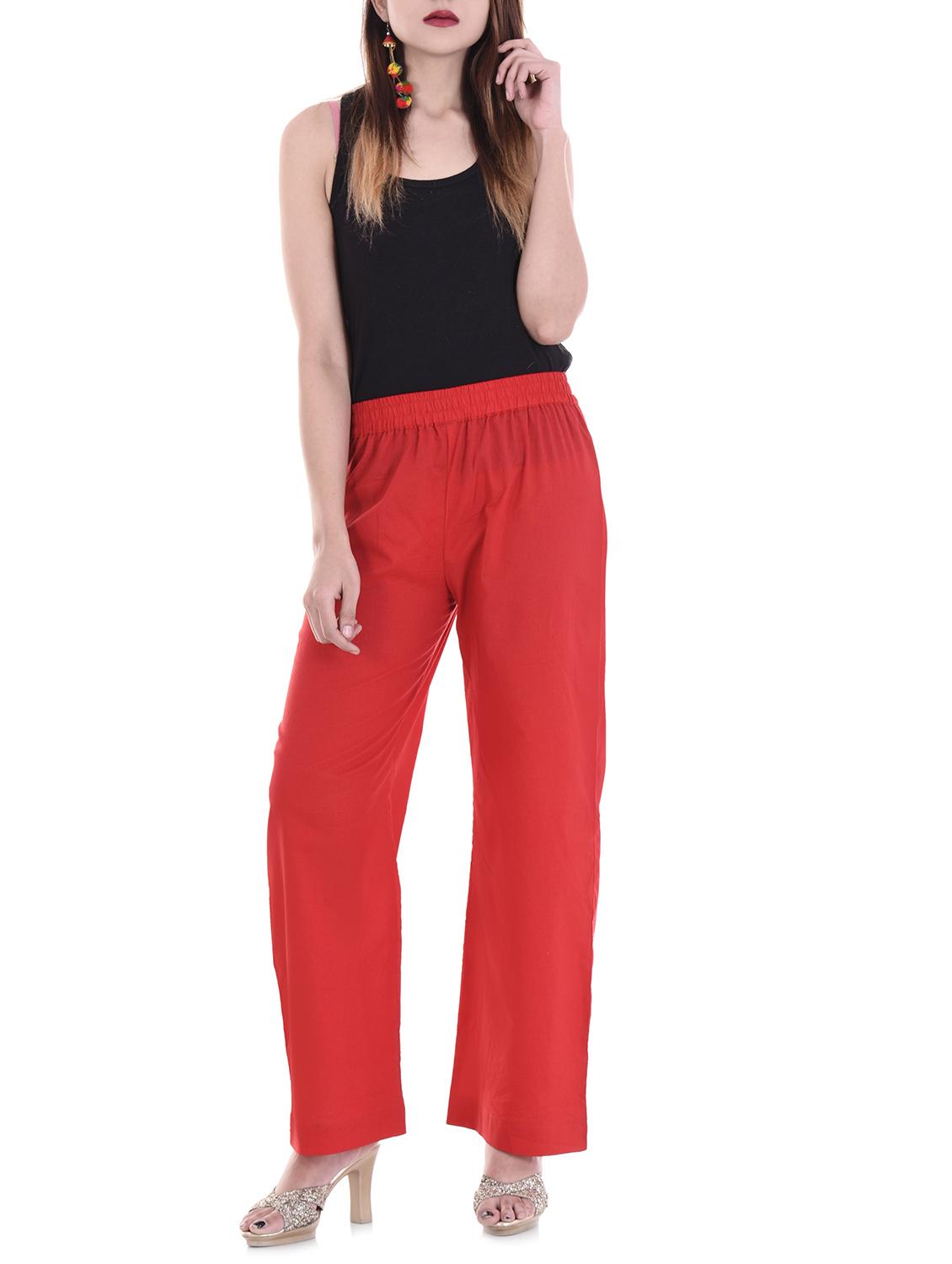 solid red cotton palazzo - 15113447 - Zoom Image - 4