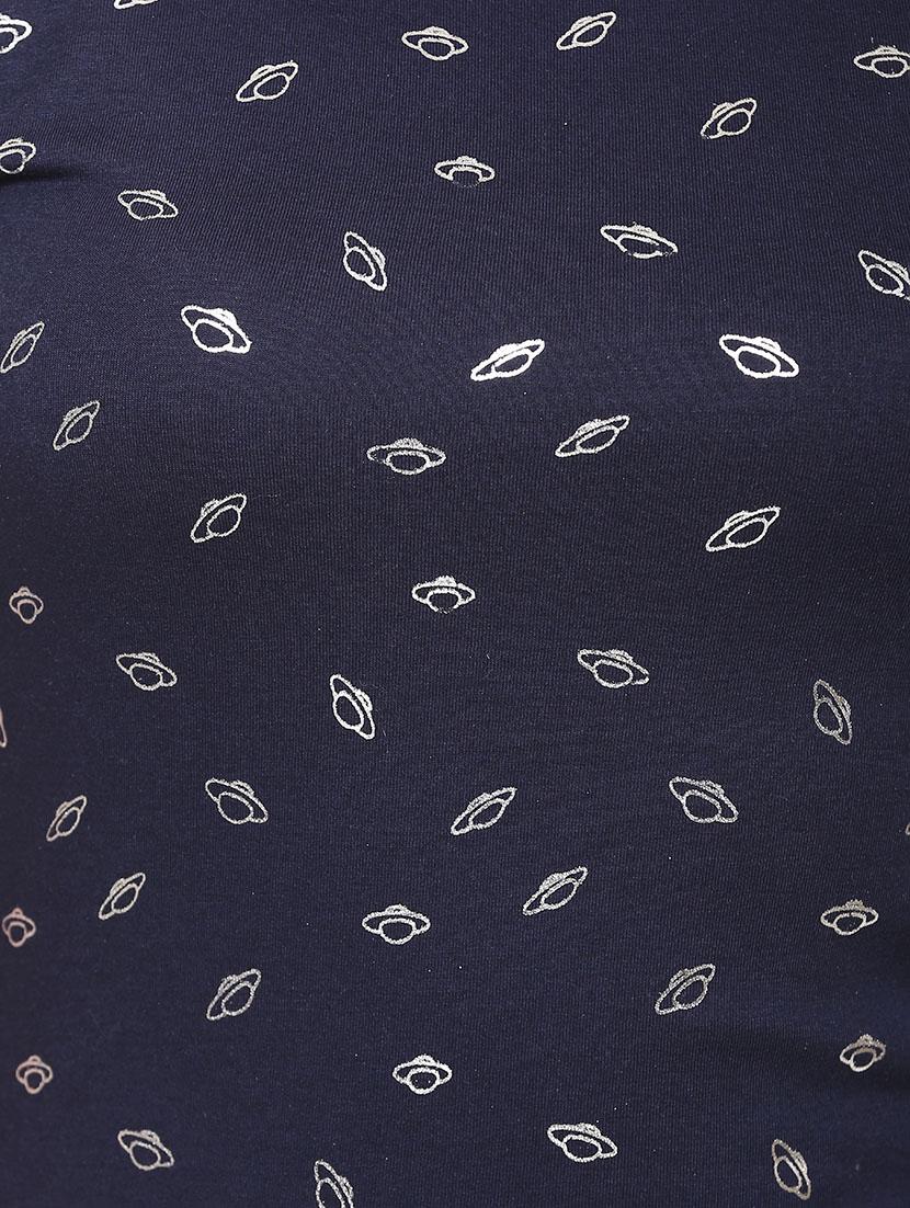 navy blue printed cotton tee - 15113483 - Zoom Image - 4