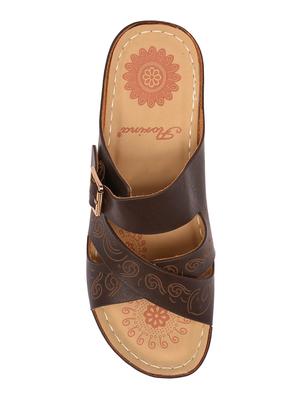 brown faux leather slippers - 15113658 - Standard Image - 4
