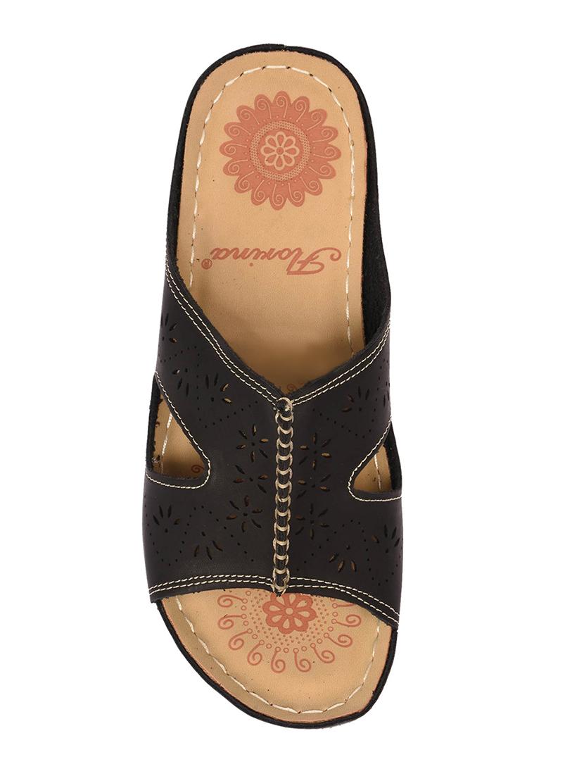 black faux leather slip on wedges - 15113713 - Zoom Image - 4