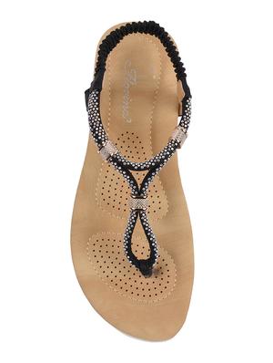 black faux leather back strap sandals - 15113722 - Standard Image - 4