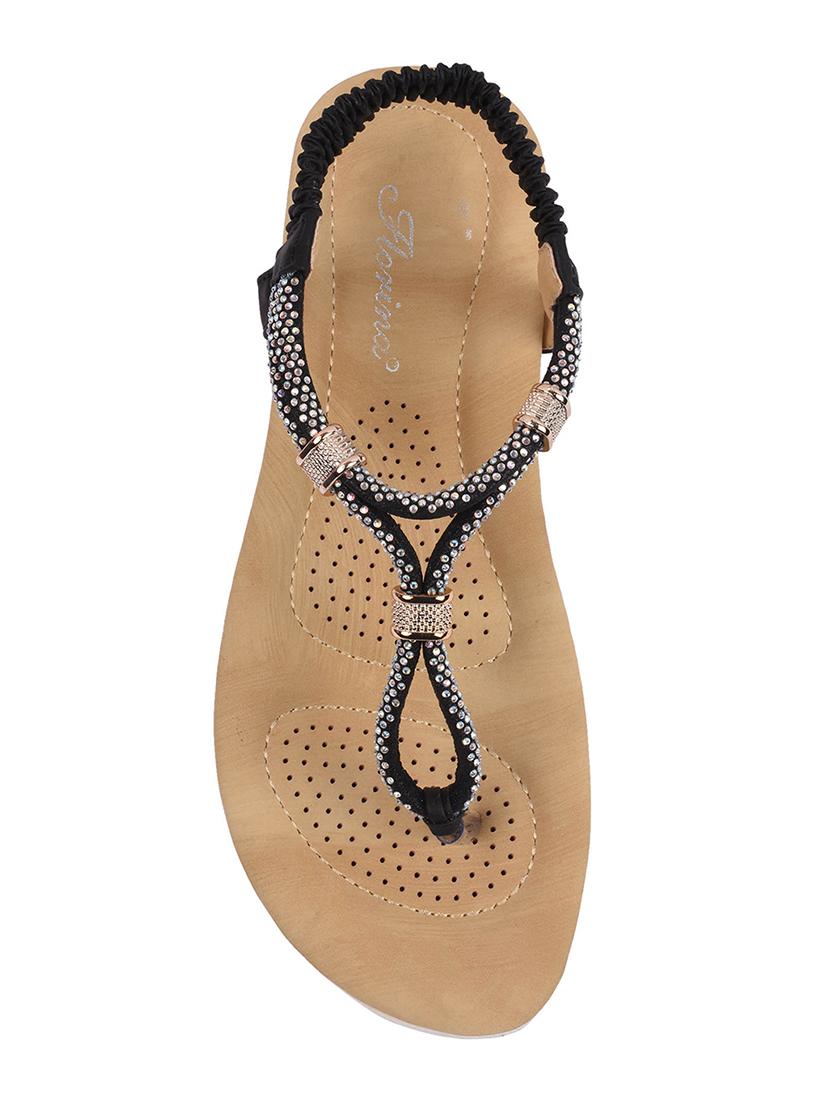 black faux leather back strap sandals - 15113722 - Zoom Image - 4