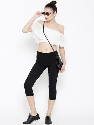 solid black cotton capri - 15114478 - Standard Image - 4
