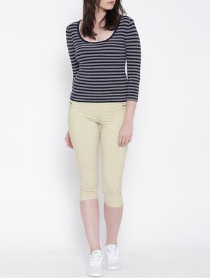 solid beige cotton capri - 15114479 - Standard Image - 4