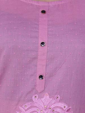 Pink cotton solid kurta - 15114847 - Standard Image - 4