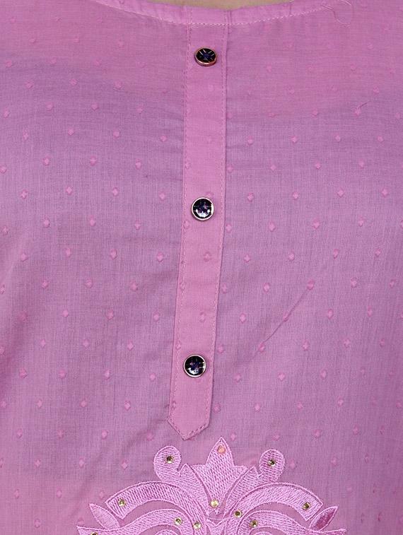 Pink cotton solid kurta - 15114847 - Zoom Image - 4