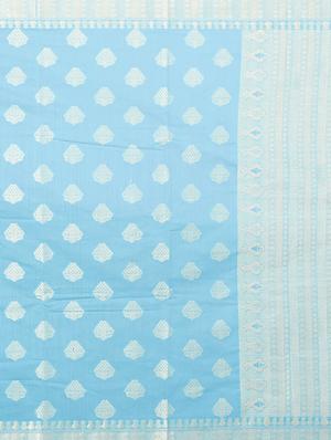 sky blue woven saree with blouse - 15114884 - Standard Image - 4