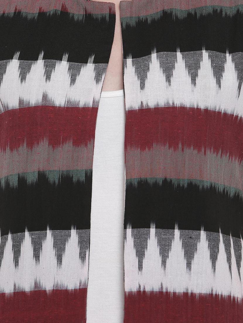 red ikat printed cotton shrug - 15114921 - Zoom Image - 4