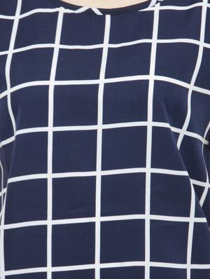 blue checkered crepe top - 15115241 - Standard Image - 4