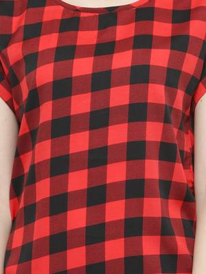 red checkered crepe top - 15115245 - Standard Image - 4
