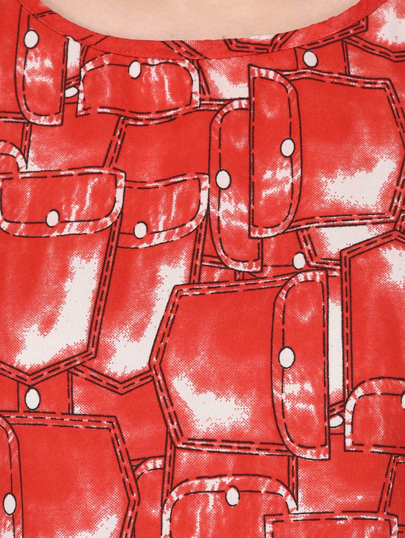 red printed crepe top - 15115248 - Zoom Image - 4