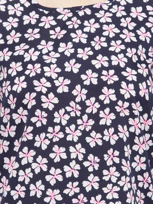 navy blue floral crepe top - 15115255 - Standard Image - 4