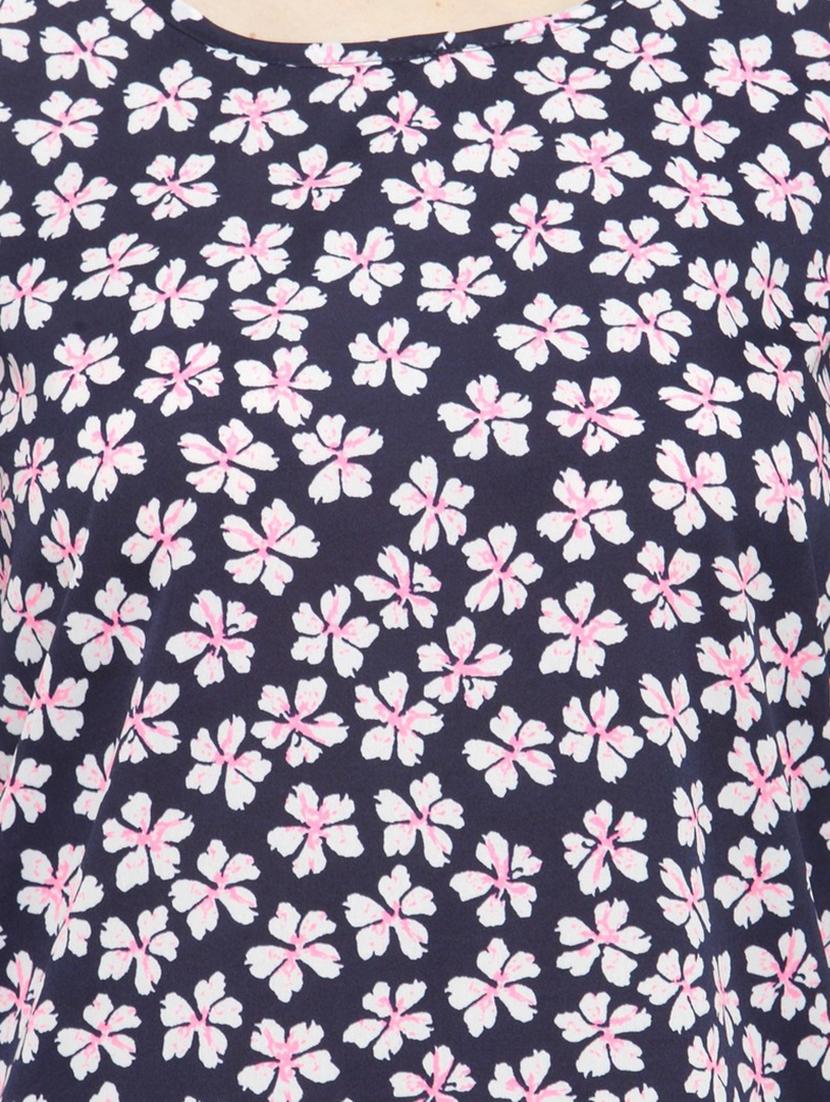 navy blue floral crepe top - 15115255 - Zoom Image - 4
