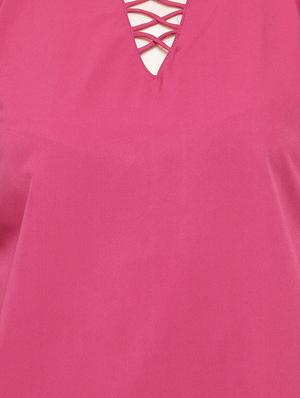 solid pink crepe top - 15115263 - Standard Image - 4