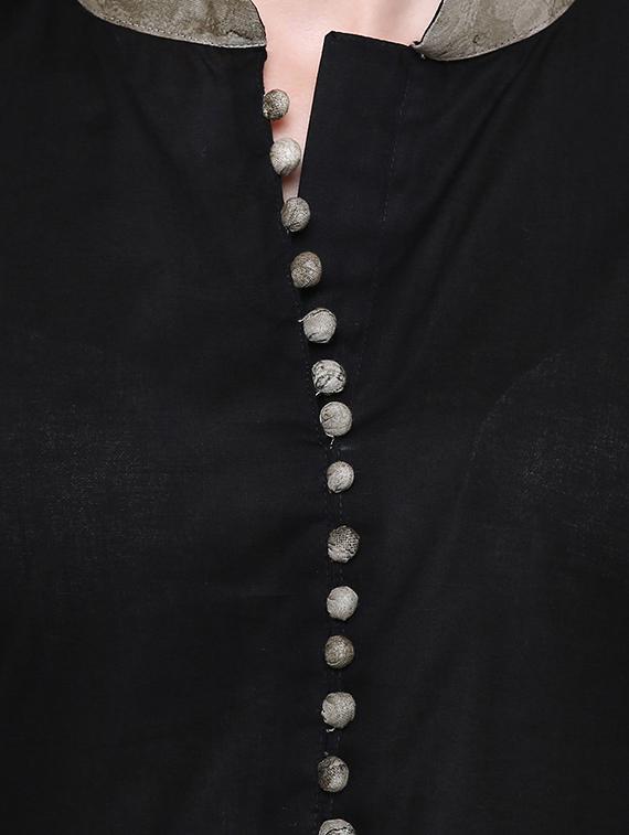 grey cotton anarkali kurta - 15115345 - Zoom Image - 4