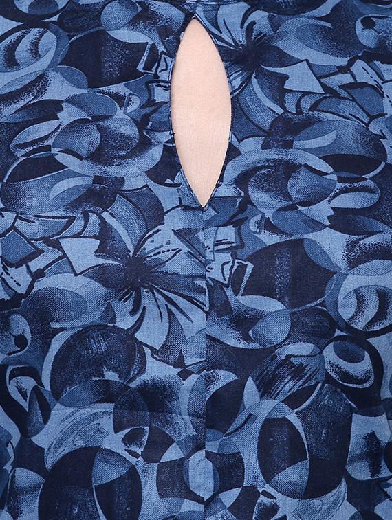 blue rayon cold sleeves a-line kurta - 15115346 - Zoom Image - 4