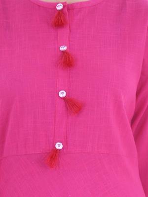pink cotton asymmetric kurti - 15116217 - Standard Image - 4