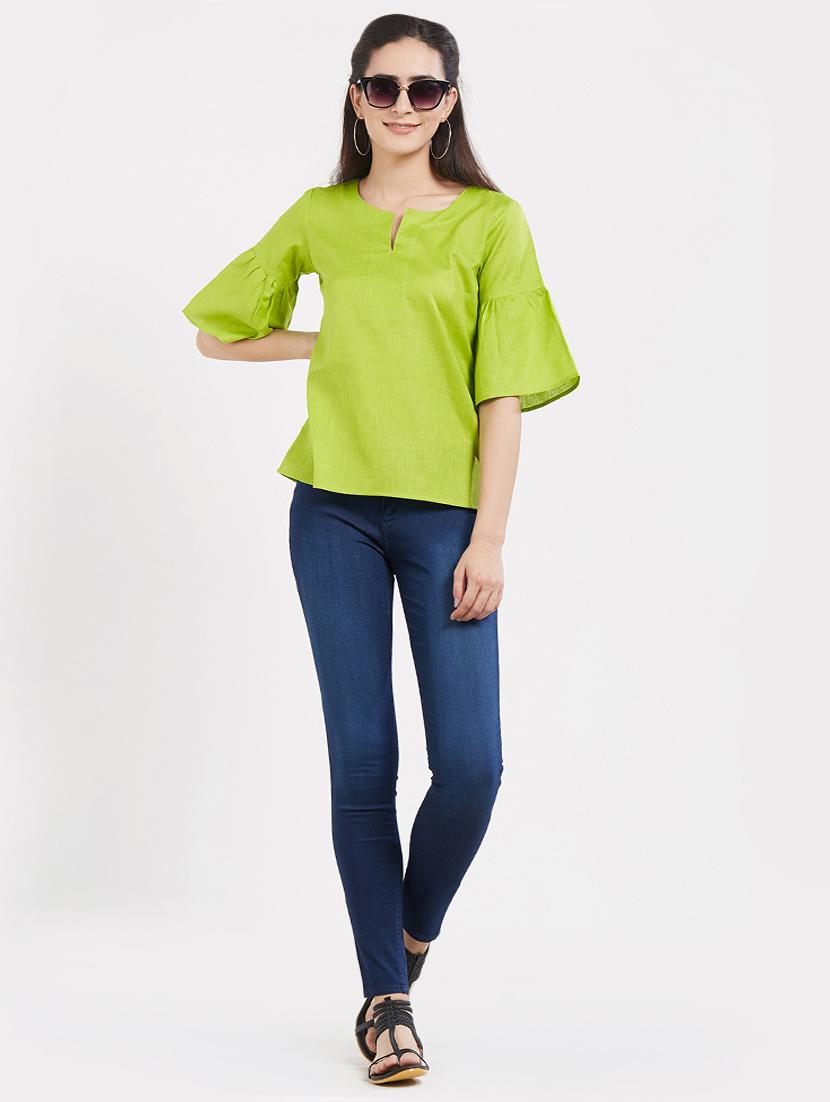 solid green cotton top - 15116256 - Zoom Image - 4