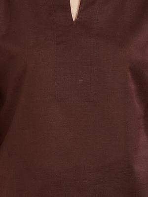 solid brown cotton top - 15116259 - Standard Image - 4