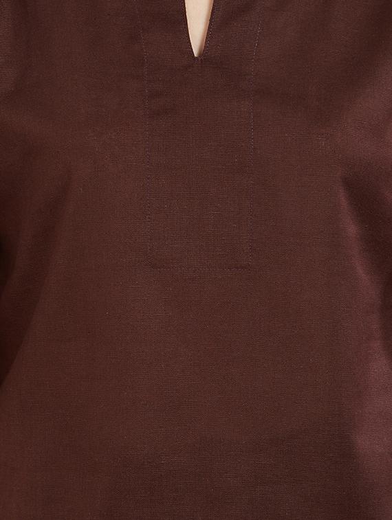 solid brown cotton top - 15116259 - Zoom Image - 4