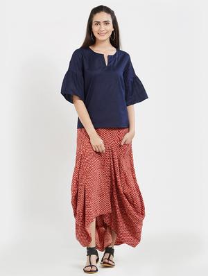 navy blue solid cotton top - 15116260 - Standard Image - 4