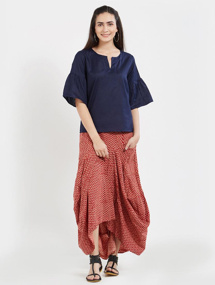 navy blue solid cotton top - 15116260 - Zoom Image - 4