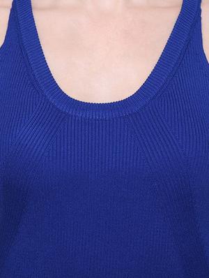 solid blue viscose bodycon dress - 15116948 - Standard Image - 4