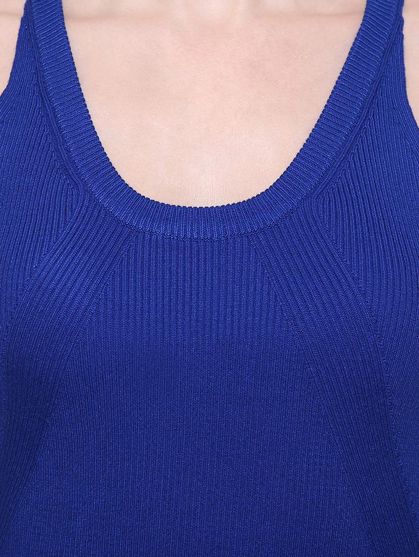 solid blue viscose bodycon dress - 15116948 - Zoom Image - 4