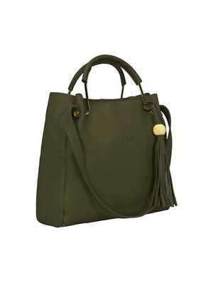 green leatherette regular tote - 15117129 - Standard Image - 4