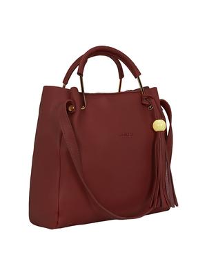 maroon leatherette tote combo bag - 15117134 - Standard Image - 4