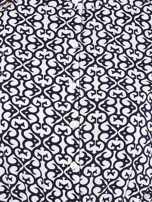 navy blue printed crepe a-line dress - 15117162 - Standard Image - 4