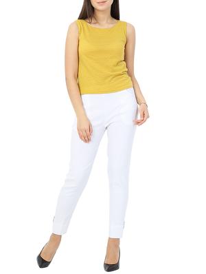 solid white flat front trouser - 15117176 - Standard Image - 4