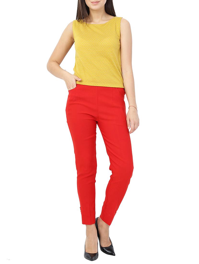 red solid flat front trouser - 15117180 - Zoom Image - 4