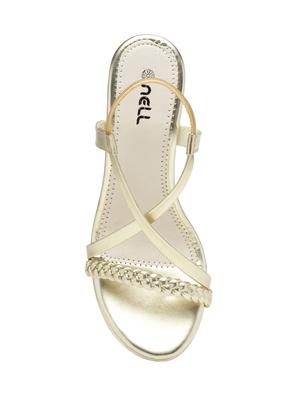 gold faux leather closed back wedges - 15117323 - Standard Image - 4