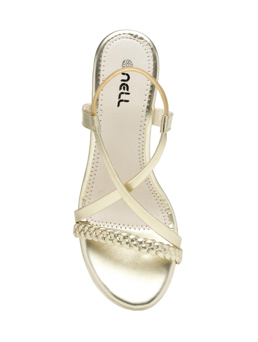 gold faux leather closed back wedges - 15117323 - Zoom Image - 4
